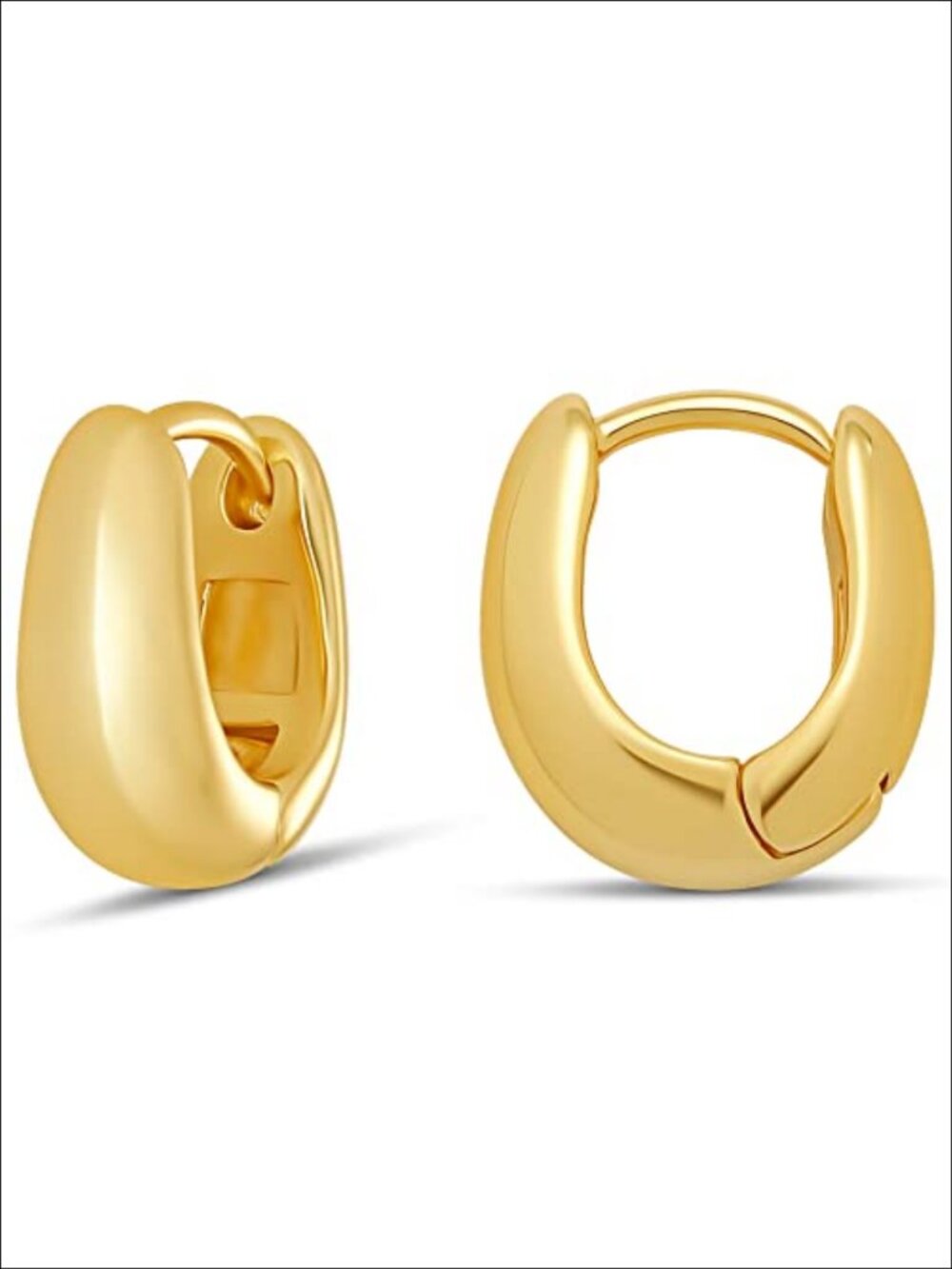 14K Gold Plated Teardrop Huggie Hoop Earrings 12mm Hinged